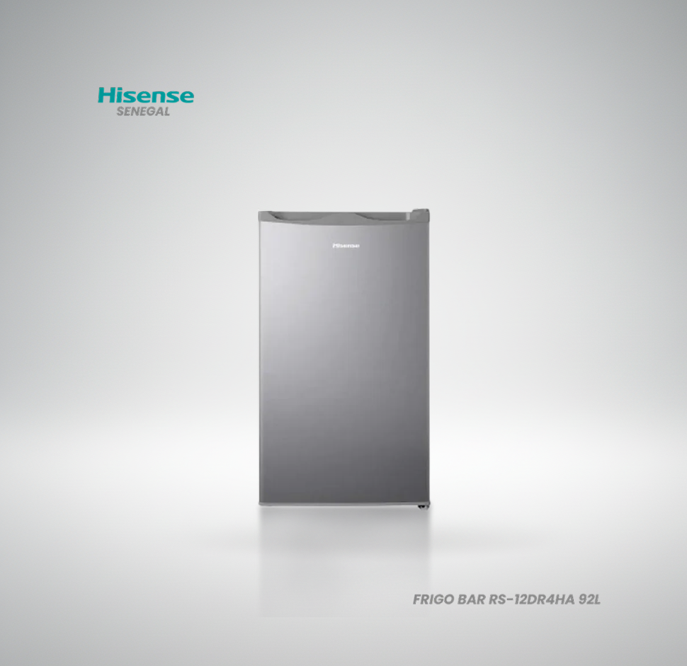 Mini frigo bar Hisense RS-12DR4HA 92 litres compact blanc avec étagères en verre pour bureau et salon