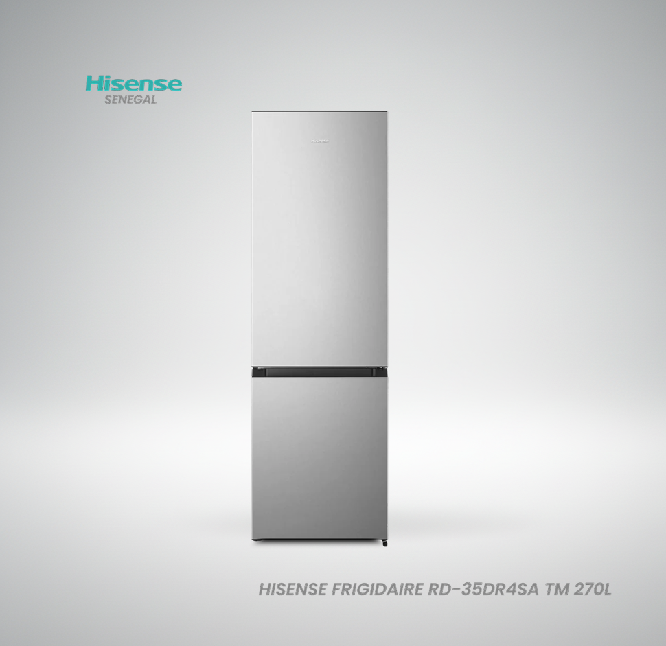 Réfrigérateur combiné Hisense RD-35DR4SA 270 litres finition inox avec étagères en verre ajustables