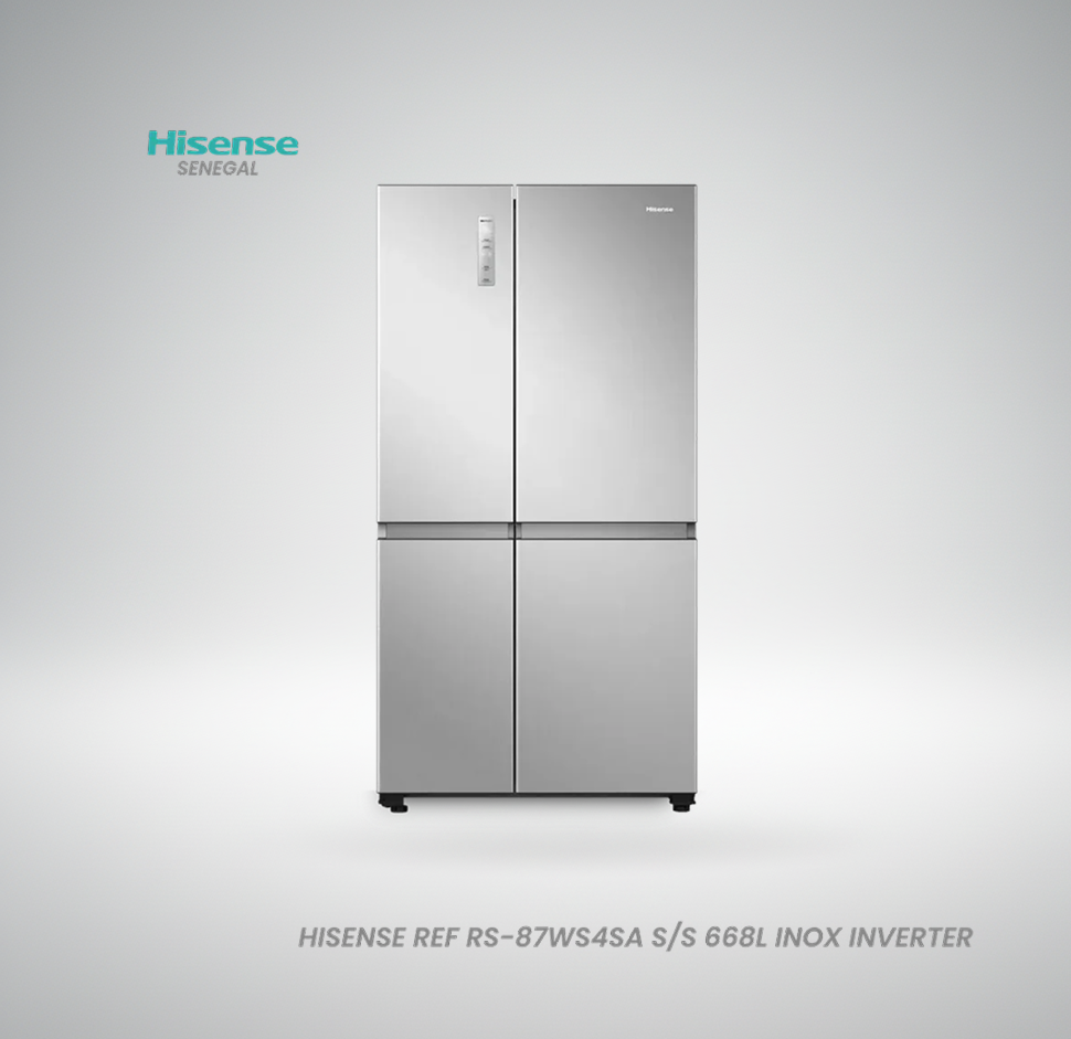 Réfrigérateur américain grande capacité Hisense RS-87WS4SA 668 litres inox avec WiFi et moteur Inverter