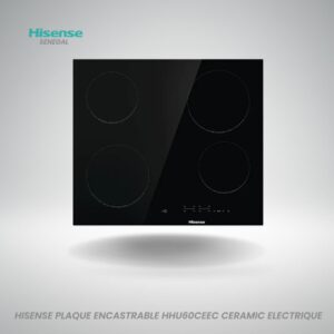 Plaque de cuisson vitrocéramique Hisense HHU60CEEC 4 foyers commande tactile sécurité enfant