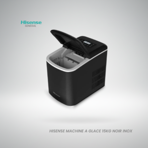 Machine à glaçons Hisense ICM1504 finition inox noir avec écran LED et production de 15kg par jour
