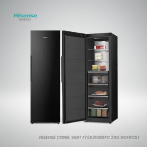 Congélateur vertical Hisense FT5K310GSFC 310 litres noir No Frost avec tiroirs