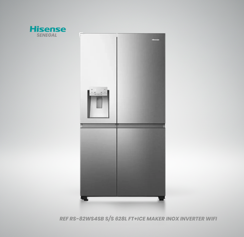 Réfrigérateur américain Hisense RS-82WS4SB 628 litres inox avec distributeur de glaçons automatique et contrôle WiFi