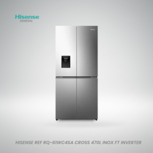 Réfrigérateur 4 portes Hisense RQ-61WC4SA 470 litres inox avec distributeur d'eau et technologie Inverter