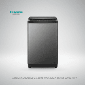 Machine à laver chargement par le haut Hisense 11kg couleur silver avec écran LED et tambour inox