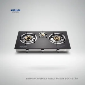Gazinière de table Bruhm 3 feux verre trempé noir BGC-BT3G - Teranga Tech Store