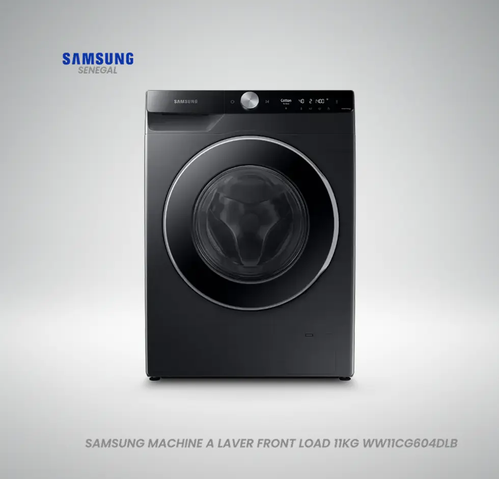 Machine à laver Samsung Front Load 11kg WW11CG604DLB noir design moderne Teranga Tech Store