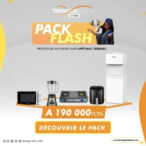 Pack Flash Tabaski Confort – Fontaine Eau + Cuisinière + Air Fryer + Mixeur + Micro-ondes