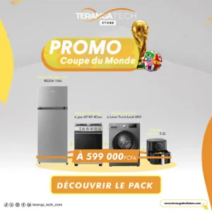 Pack Flash Confort Cuisine & Soin – Réfrigérateur + Cuisinière + Machine à Laver + Air Fryer Hisense