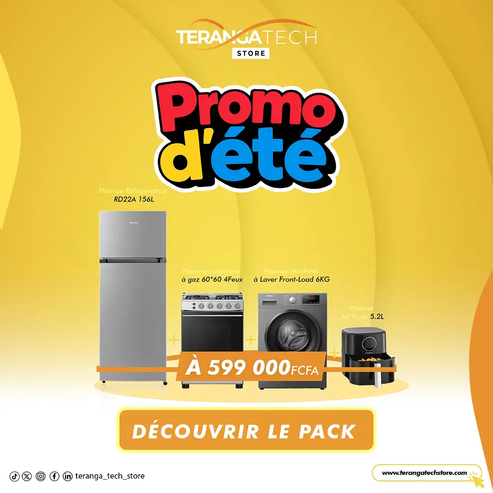 Pack Flash Confort Cuisine & Soin – Réfrigérateur + Cuisinière + Machine à Laver + Air Fryer Hisense
