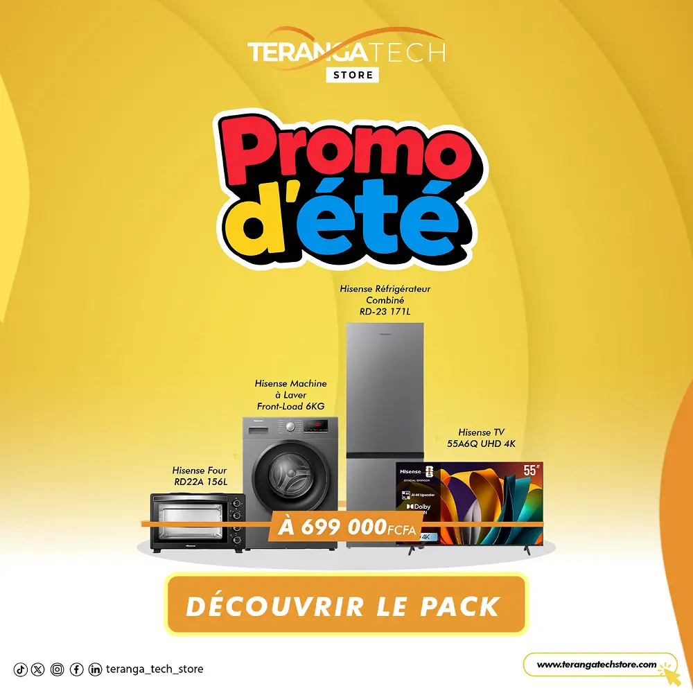 Pack Flash Confort Absolu – Smart TV 55" 4K + Réfrigérateur Combiné 171L + Machine à Laver + Four Hisense